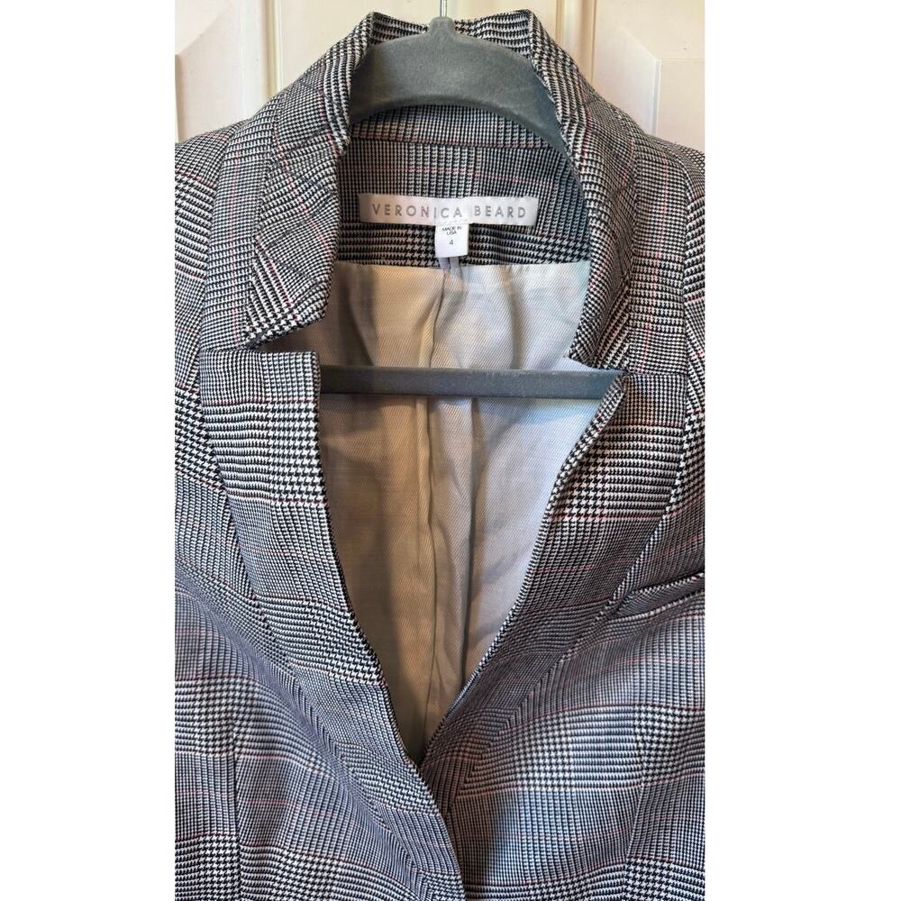 VERONICA BEARD Paloma Dickey Blazer Size 4 Gray Houndstooth Wool Blend Preppy - Picture 4 of 16